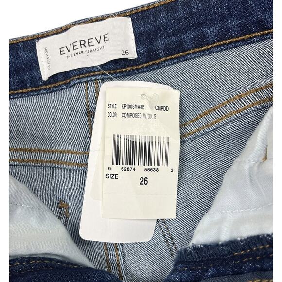 Evereve The Ever Straight Leg Cropped Denim Jeans in Composed Blue Size 26 NEW - Picture 10 of 13